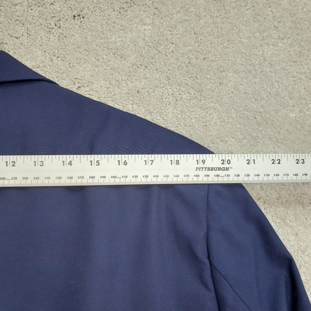 John Blair Signature Blazer Jacket Men 44 Blue Rayon Notch Lapel Single Breasted